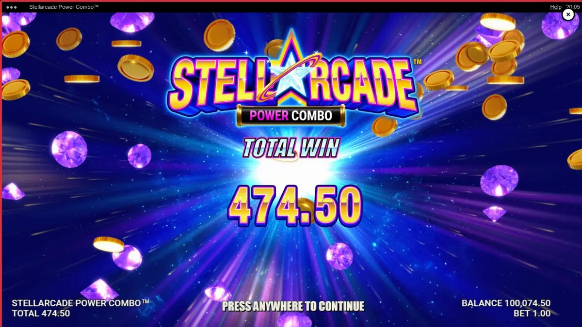 Stellarcade Power Combo slot machine neon space theme